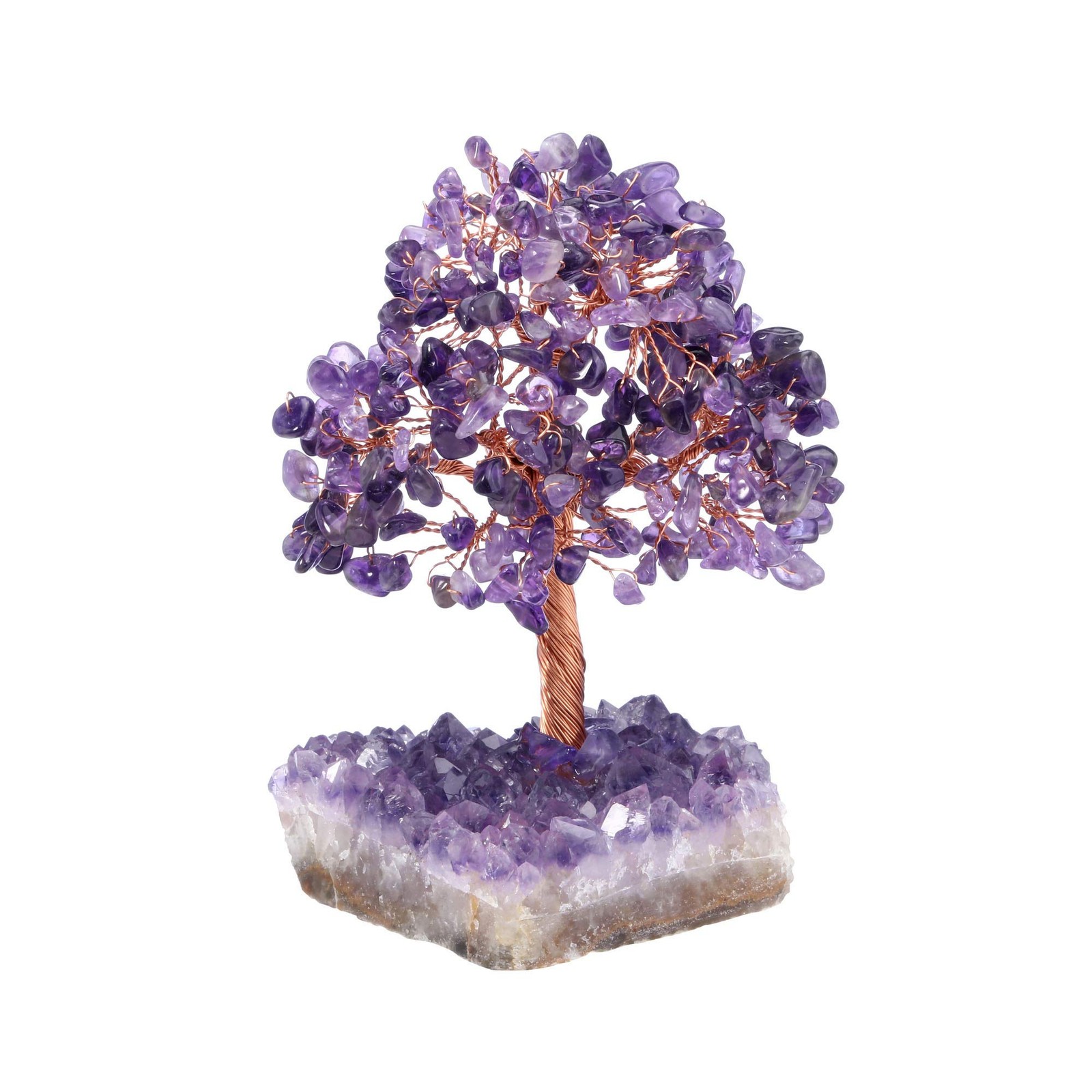 Jovivi Natural Amethyst Healing Crystal Money Tree on Amethyst Cluster Geode Dru