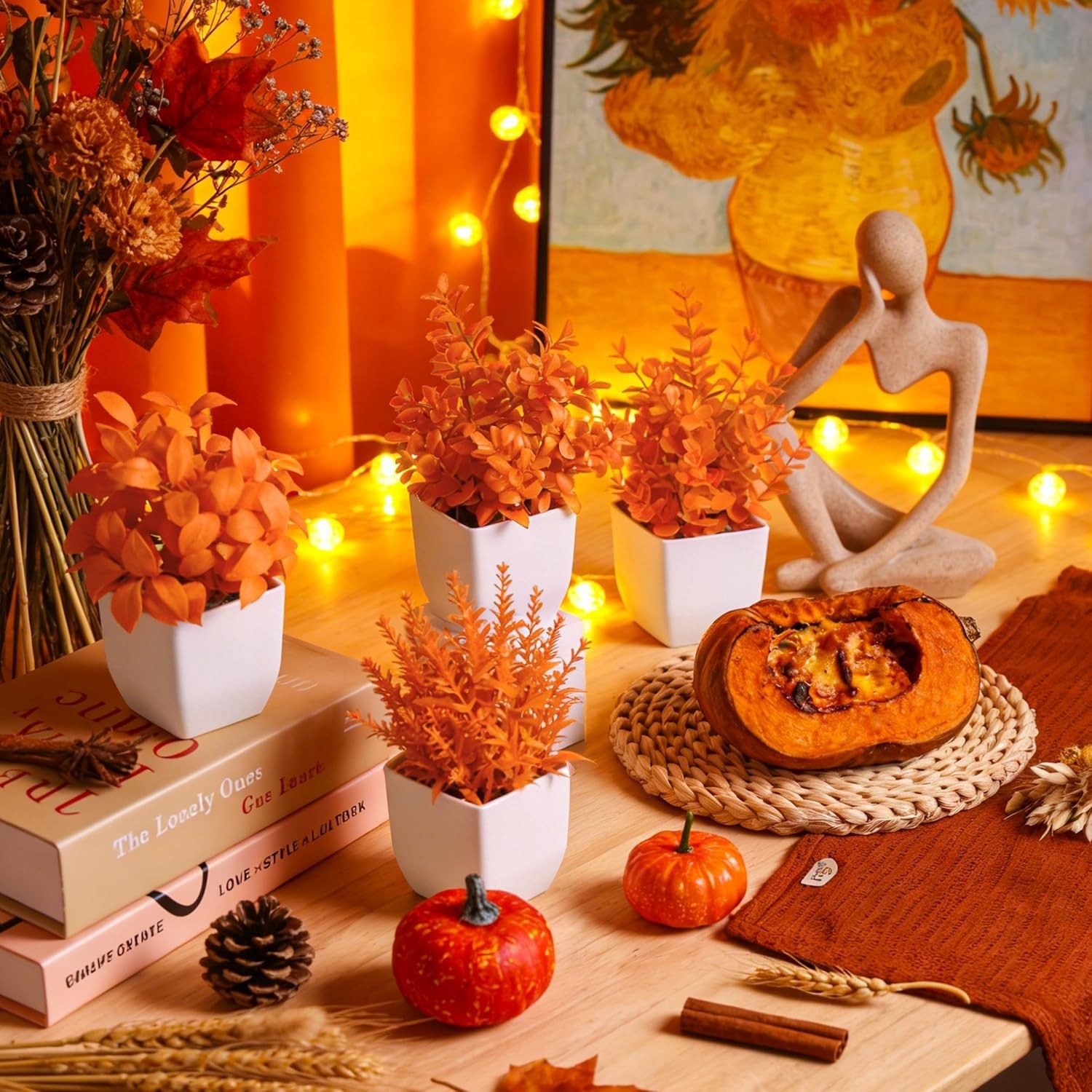 Chic 4 Pack of Fall Faux Plants – Versatile Accent for Home and Office