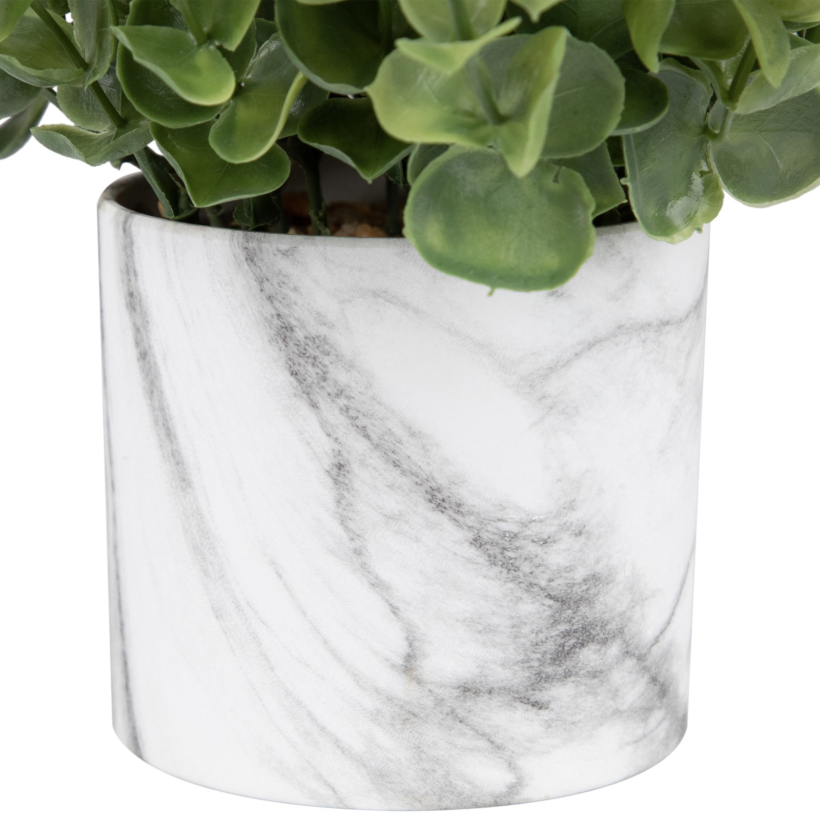 Northlight 9″ Green Artificial Eucalyptus in a Marble Style White Pot