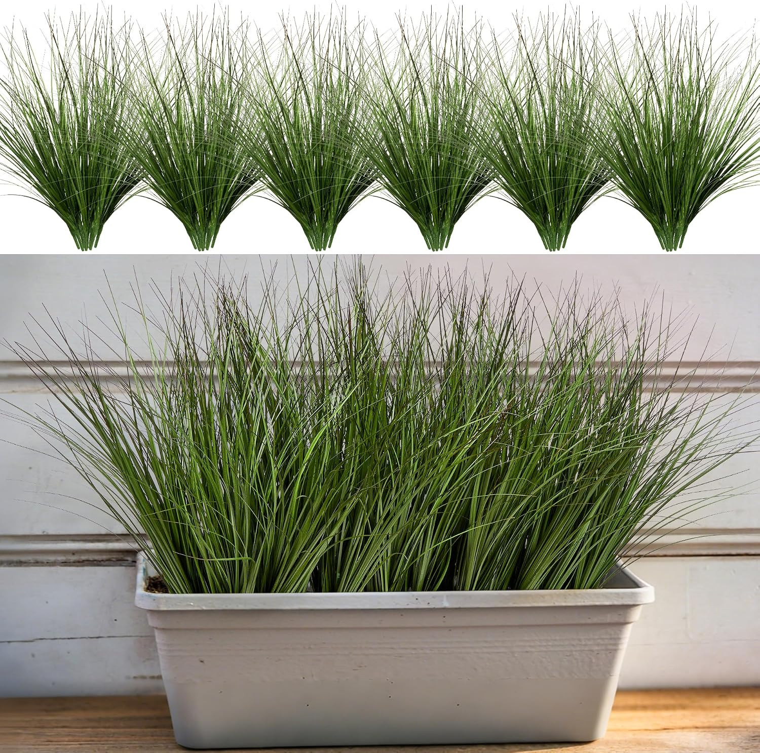 48PCS 17.3″ Fake Plants Artificial Wheat Grass Greenery Plastic Plants Fake Gras