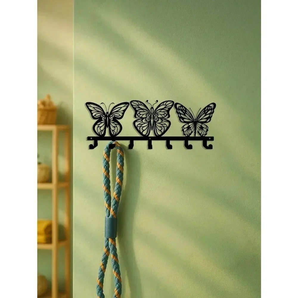 Butterfly 7-Hook Aluminum Key Holder – Entryway Wall Decor Organizer
