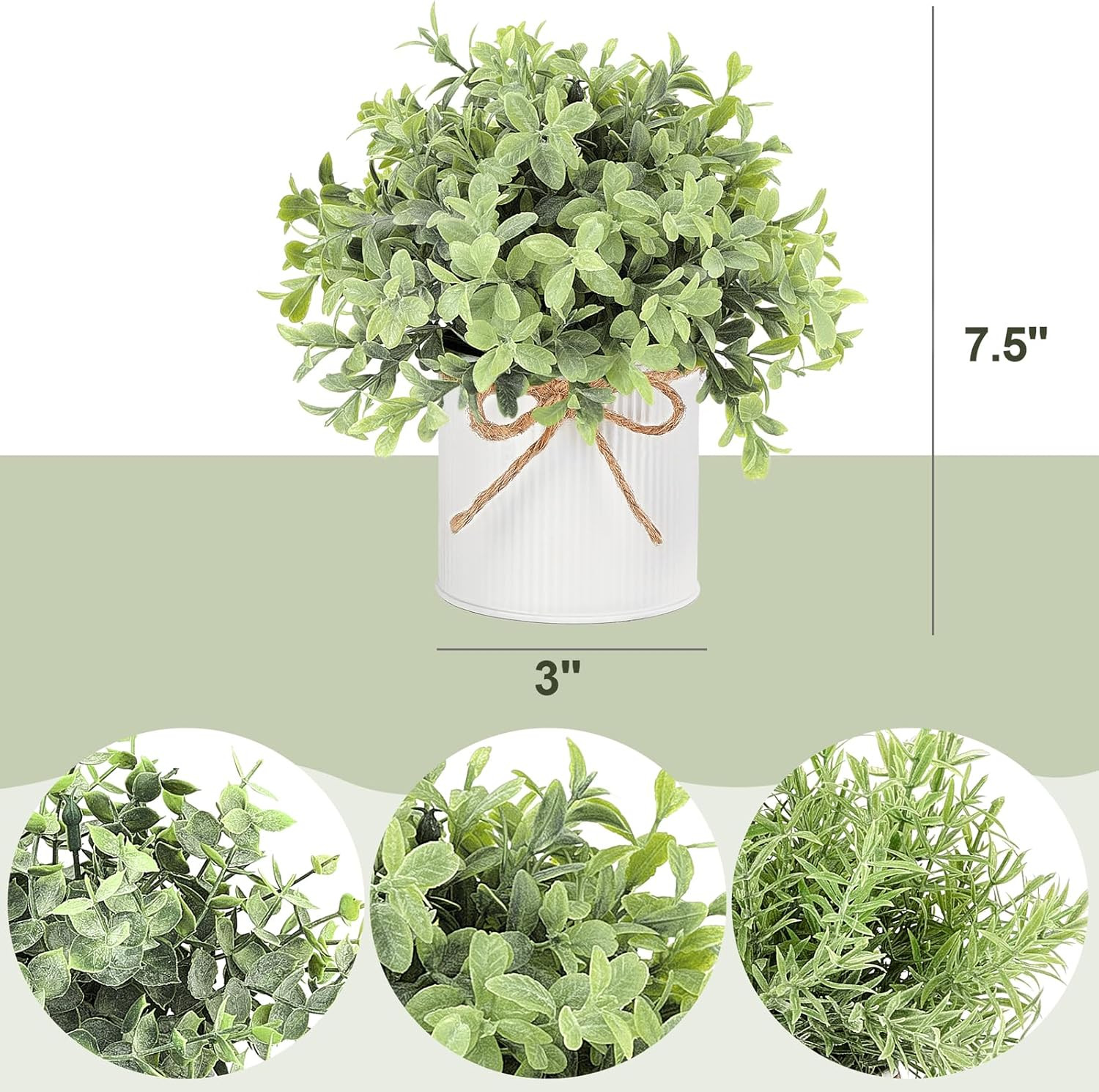 Fake Plants in Farmhouse Galvanized Metal Pots Table Centerpiece Rustic Home Dec