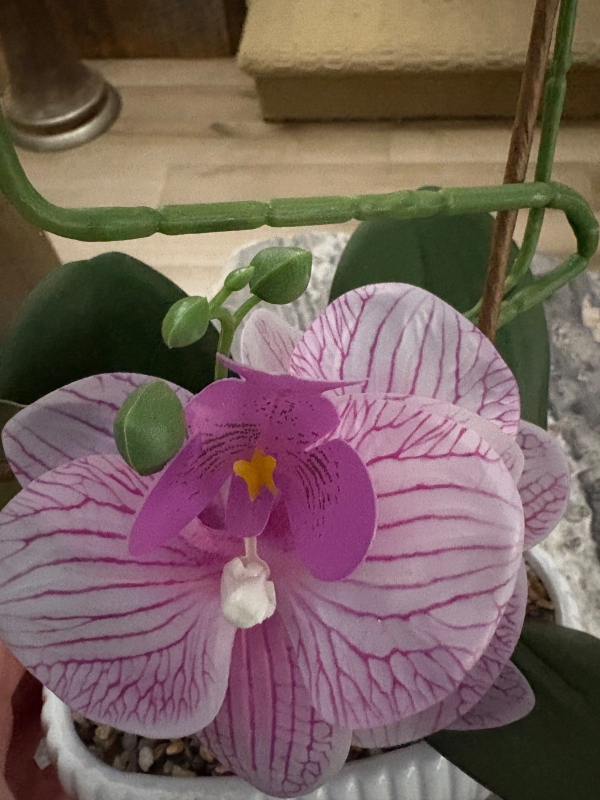 NWT 17 inch Faux Purple Decorative Orchid with Planter