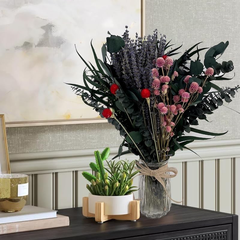 128 PCS Mix Dried Eucalyptus & Lavender Flowers Bundles for Shower, 17” Natu…