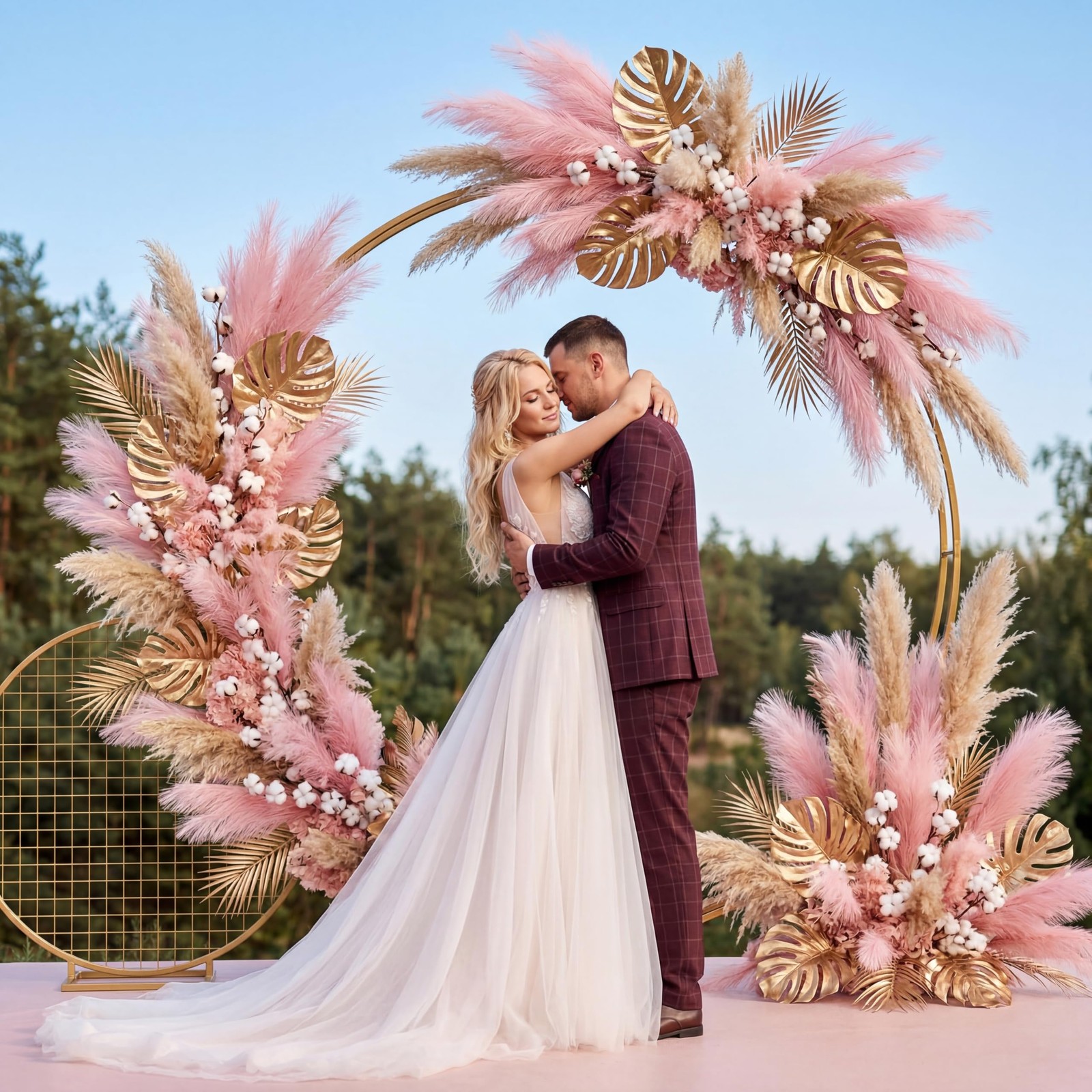 72 Pcs Pink Pampas Grass Decor for Wedding Bridal Shower DIY 21.7 Inches Faux…