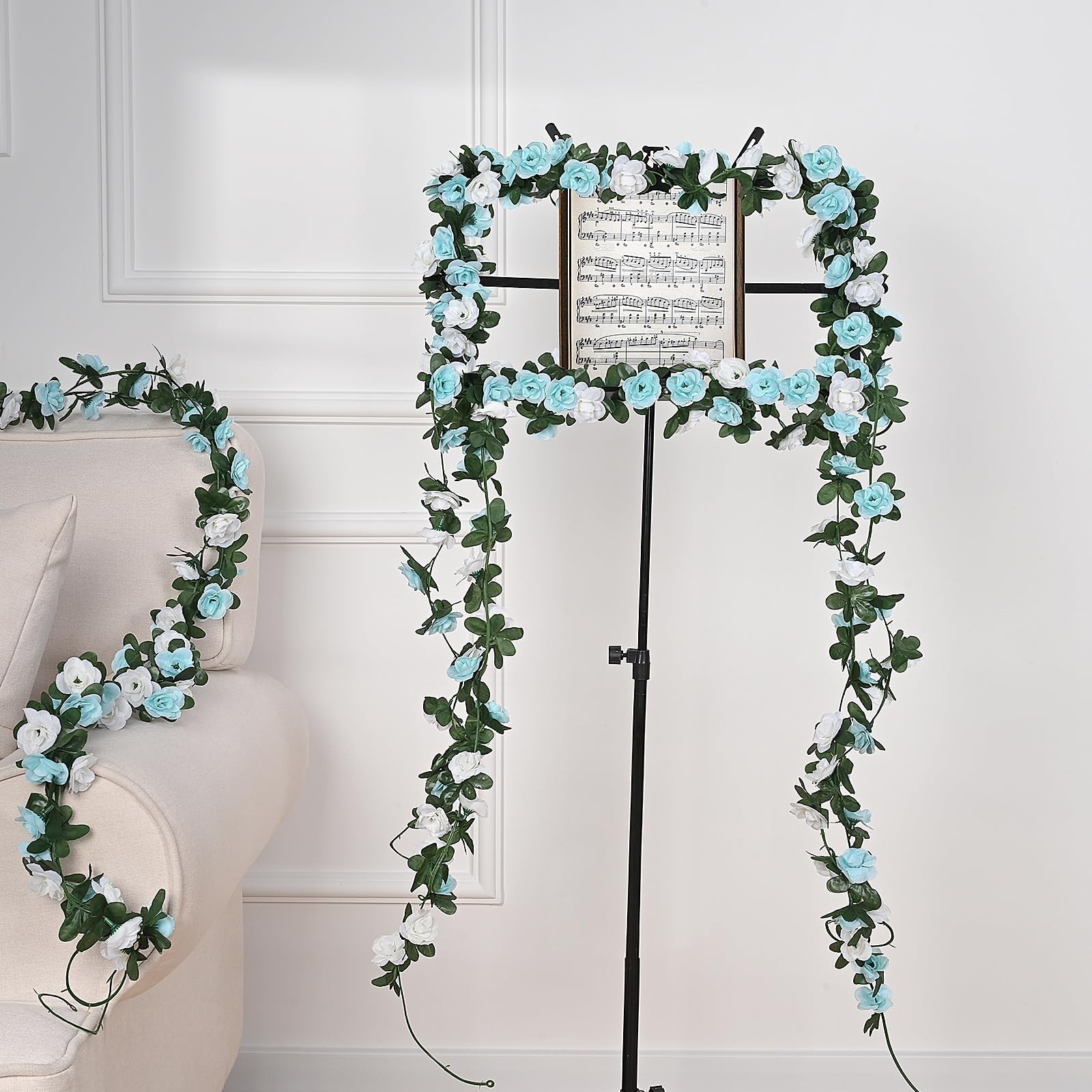 Flower Garland Rose Vines, 5 Strands 41Ft Flowers Vines for Bedroom with 33 F…