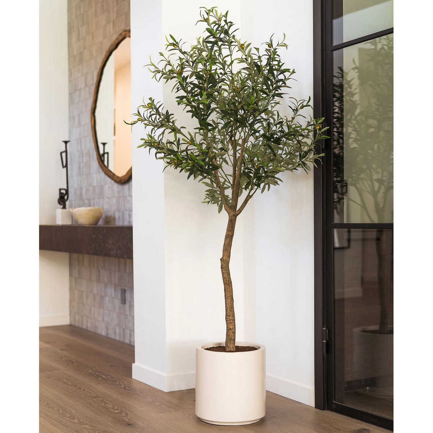 OLIVE TREE FAUX INDOOR PLANT FOR INDOORS ARTIFICIAL FAKE IN POT REALISTIC 6.5 FT