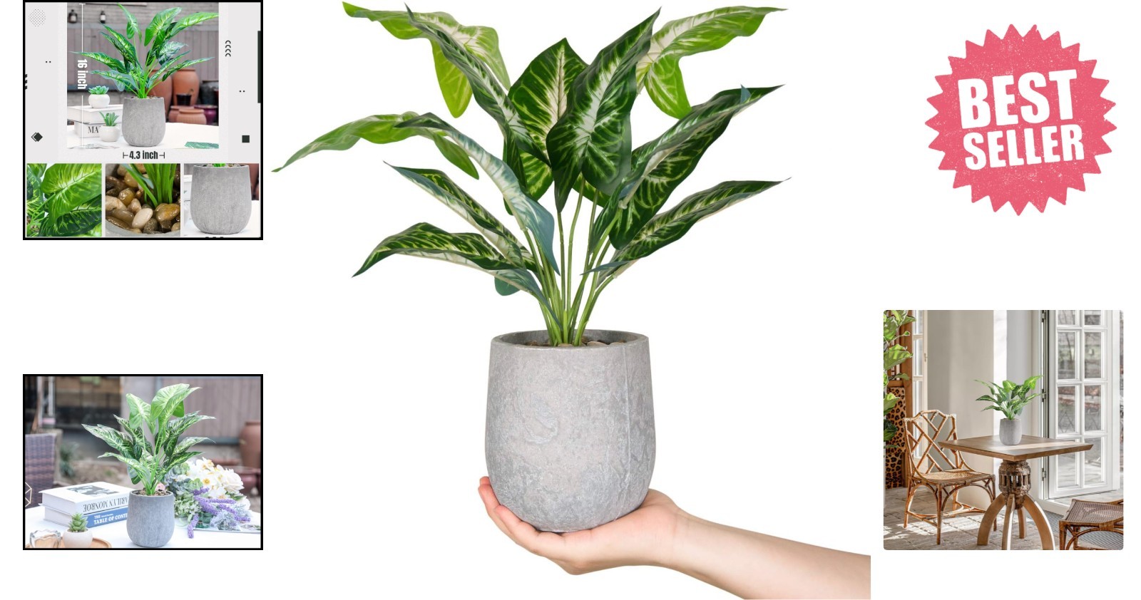 Eco-Friendly 16” Artificial Potted Taro Leaves – Perfect for Any Indoor Space