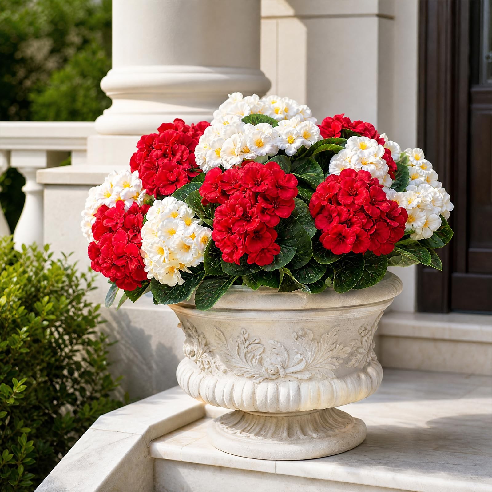 6 Pcs Artificial Geraniums Flowers for Outdoor, UV Resistant Outdoor Artifici…
