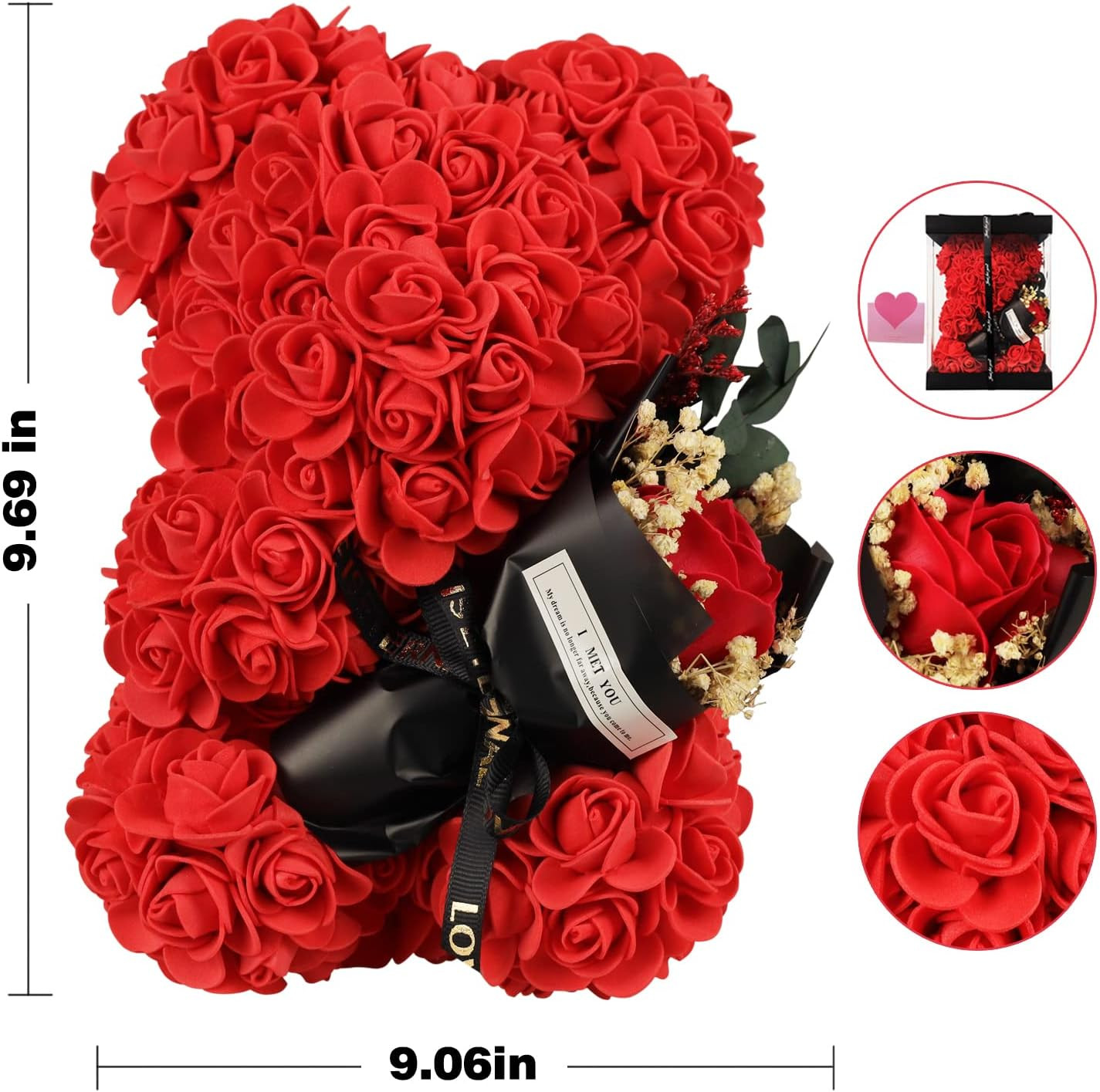 Valentines Day Gifts for Her – Romantic Forever Preserved Roses Floral Teddy Bea
