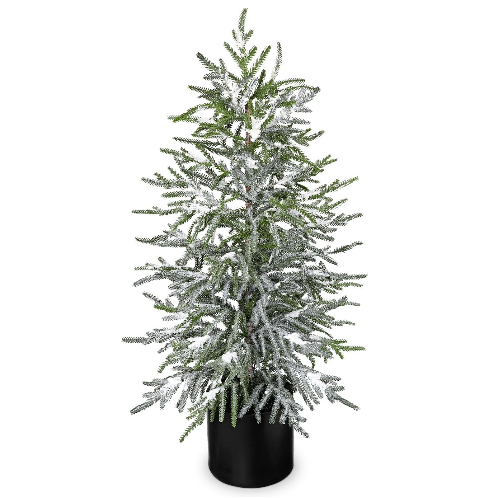 3FT Snow Flocked Artificial Norfolk Pine Tree in Pot, Real Touch Artificial T…