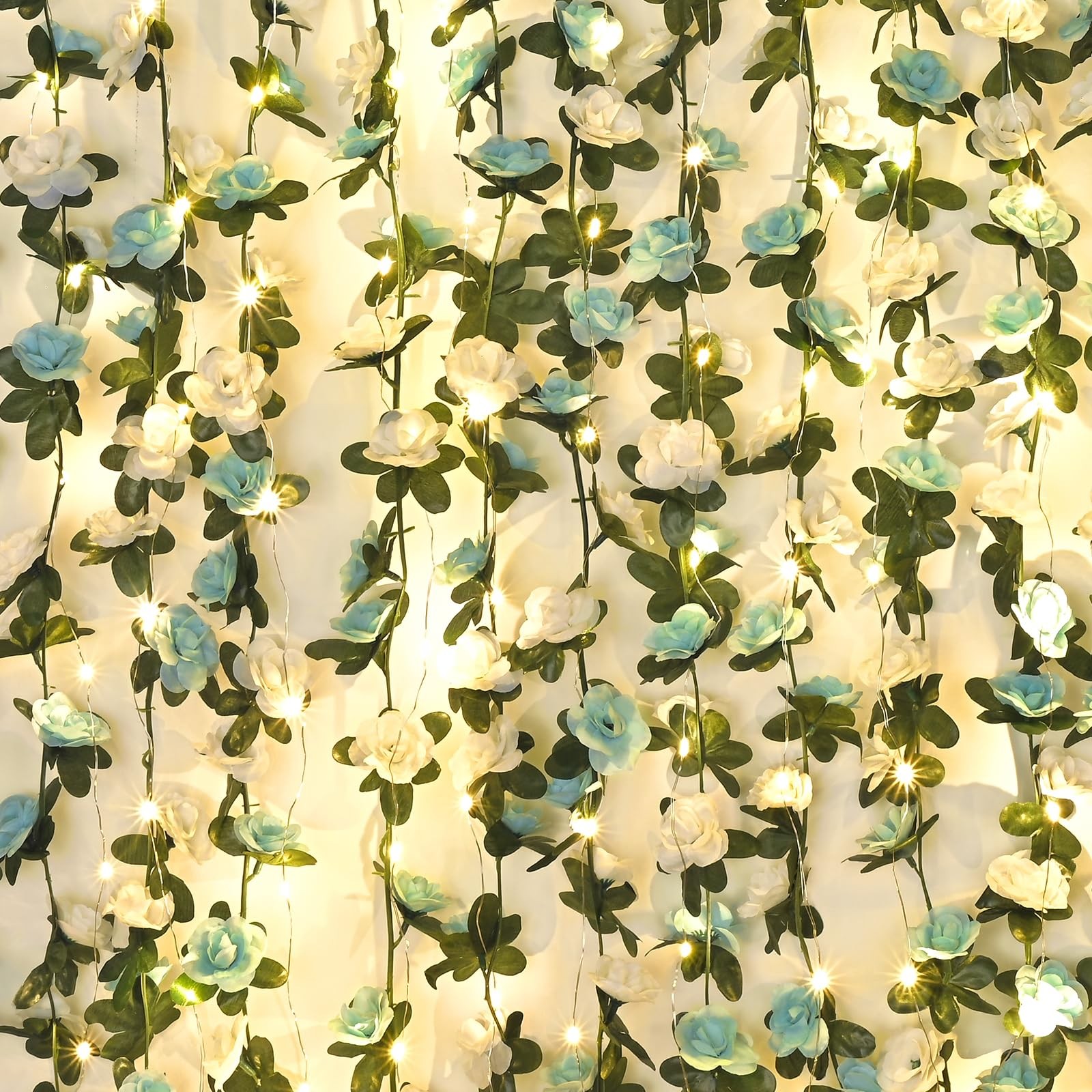 Flower Garland Rose Vines, 5 Strands 41Ft Flowers Vines for Bedroom with 33 F…