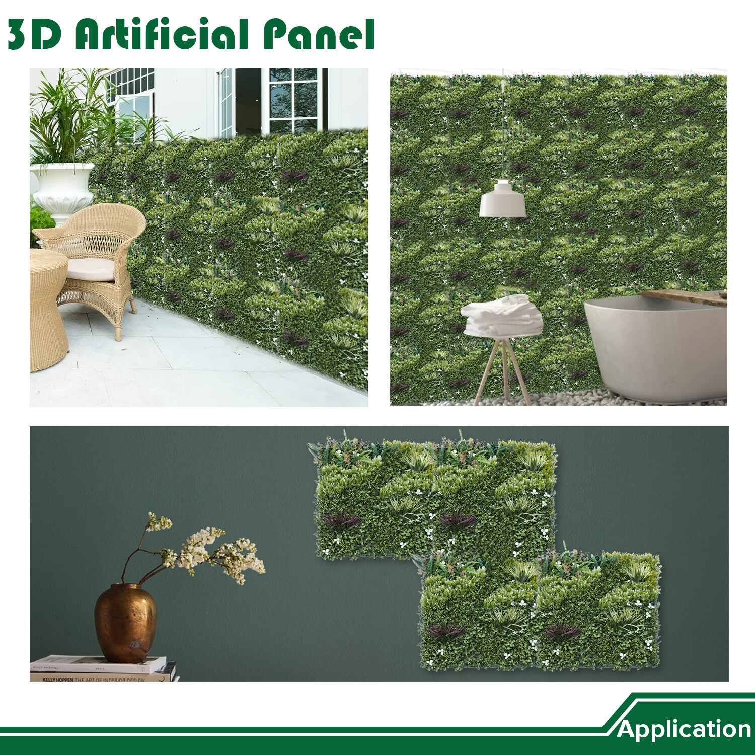 40″ Artificial Grass Mats 3D Mixed Plant Wall Ledge Decor For Home Festival #4