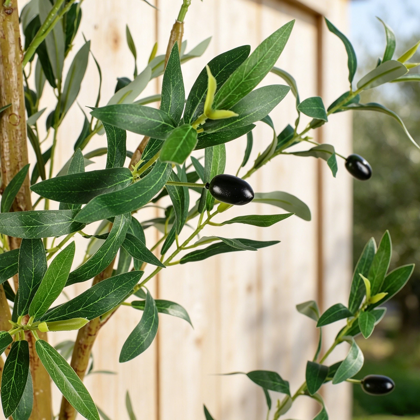7FT Tall Olive Trees Artificial Indoor Faux Olive Tree Natural Wood Trunk Décor