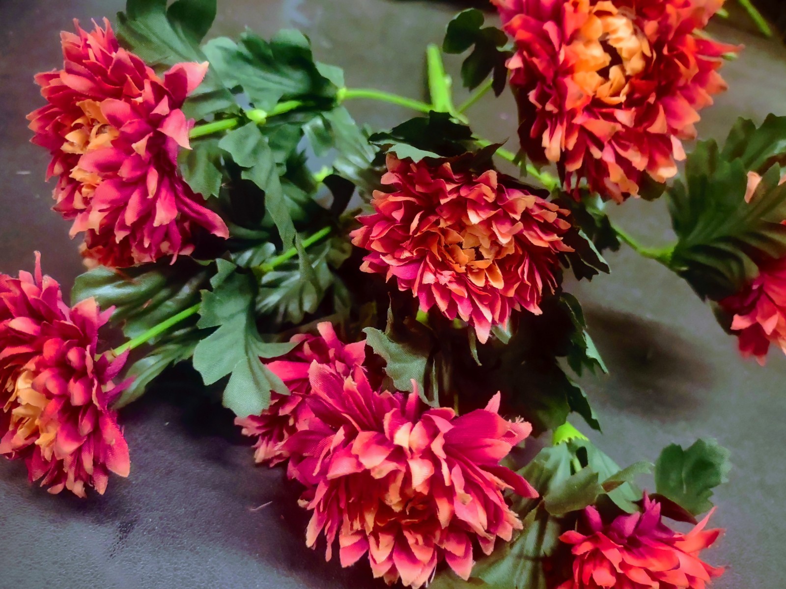 15″ Vintage Silk Strawflower Flower Bush with 10 Stems, Fall Salmon/Peachy Coral