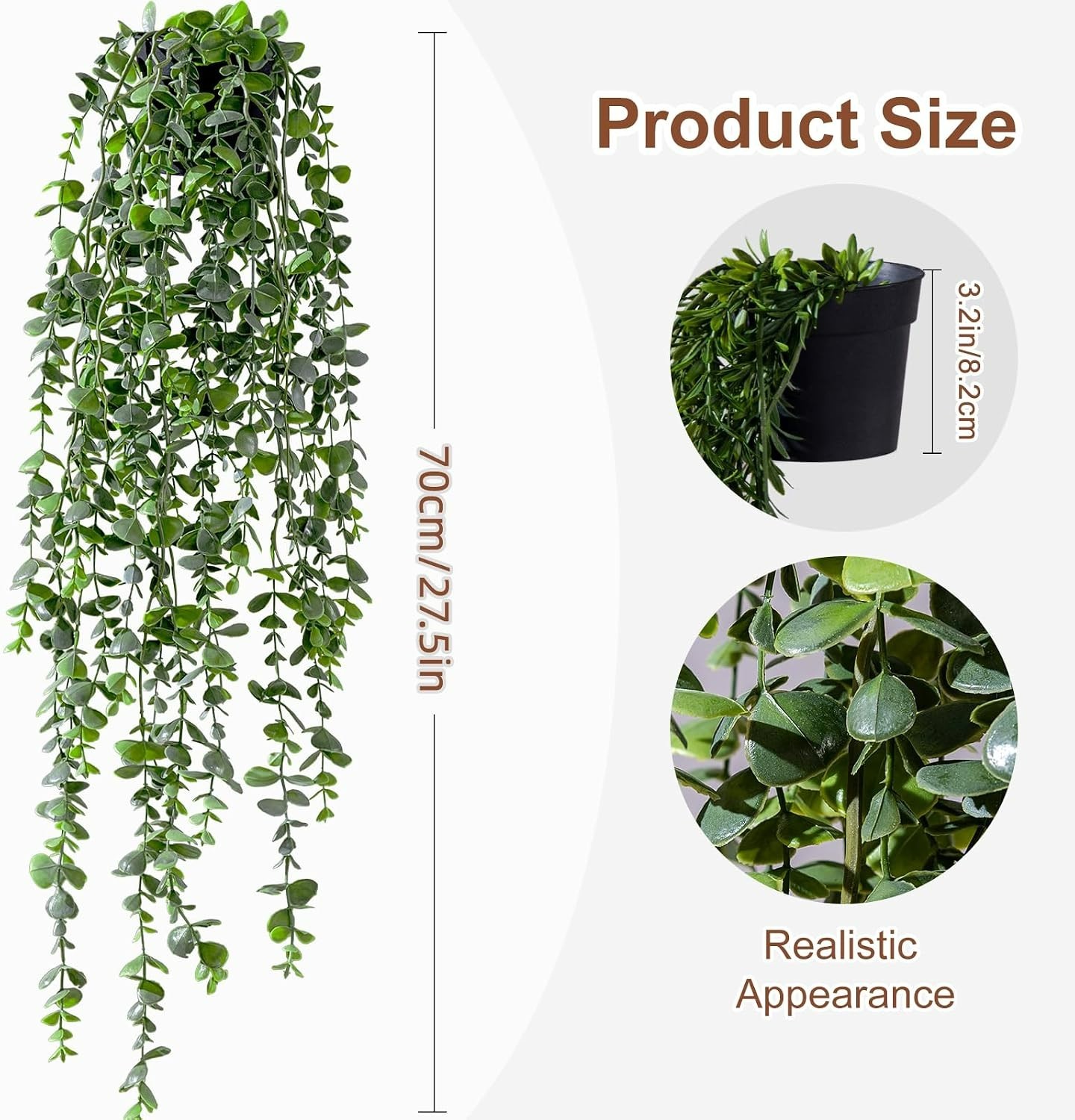 Maintenance-Free Faux Eucalyptus Hanging Planters – Lifelike Decor for Any Room