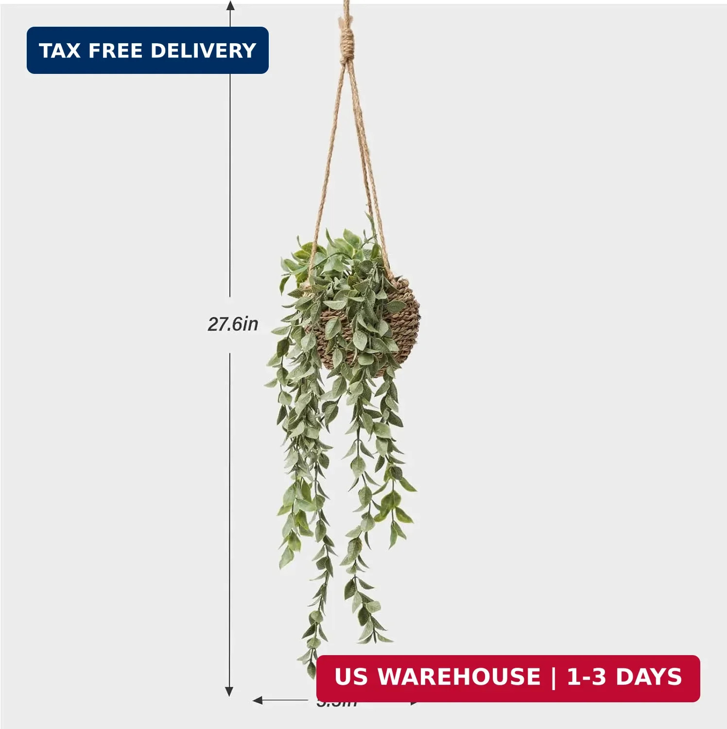 3 Pack Mini Artificial Hanging Greenary Fake Hanging Plants in Basket for Wall L