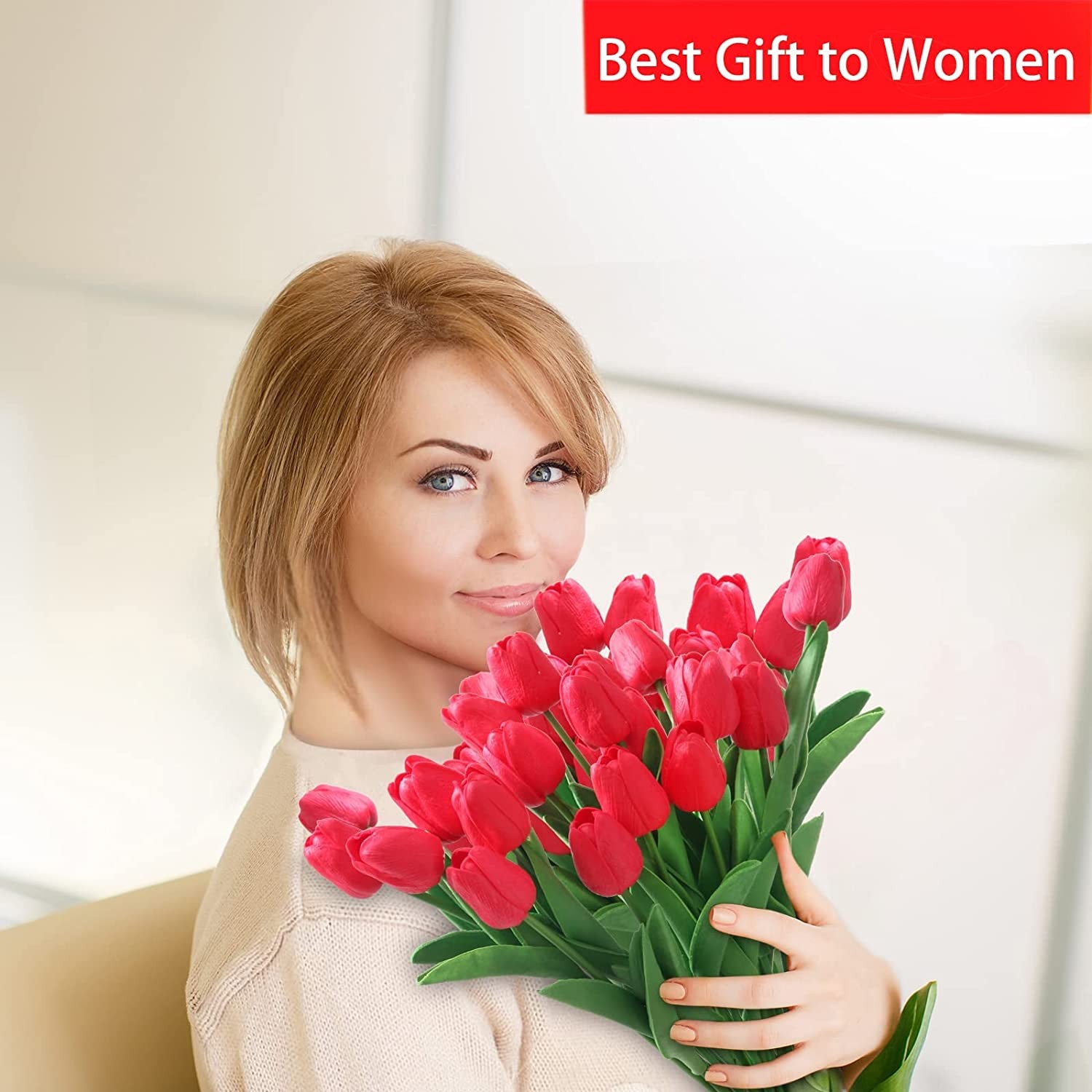 10/20x Faux Tulips Red Fake Tulips Realistic Artificial Flowers for Home Decor