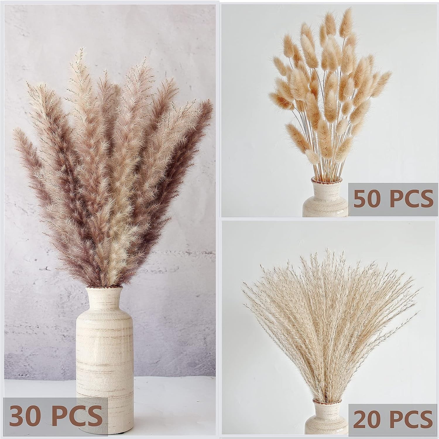 Beautiful 100-Piece Natural Dried Pampas Grass Bouquet – Ideal Autumn Gift
