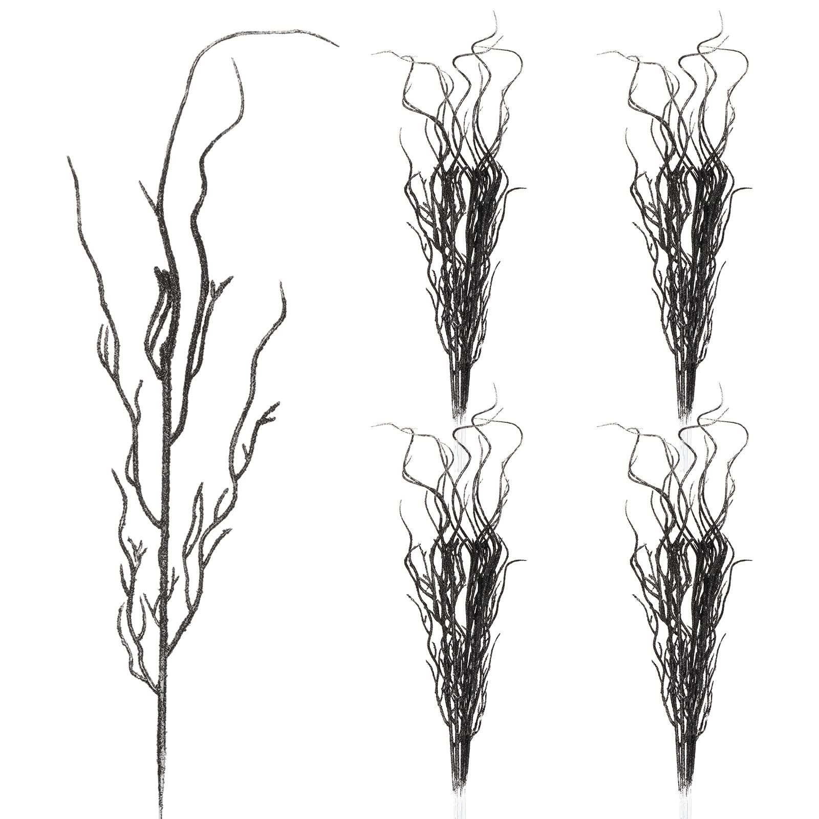 16 Pcs Curly Willow Branches for Tree Decor 18 Inch Glitter Bendable Artifici…
