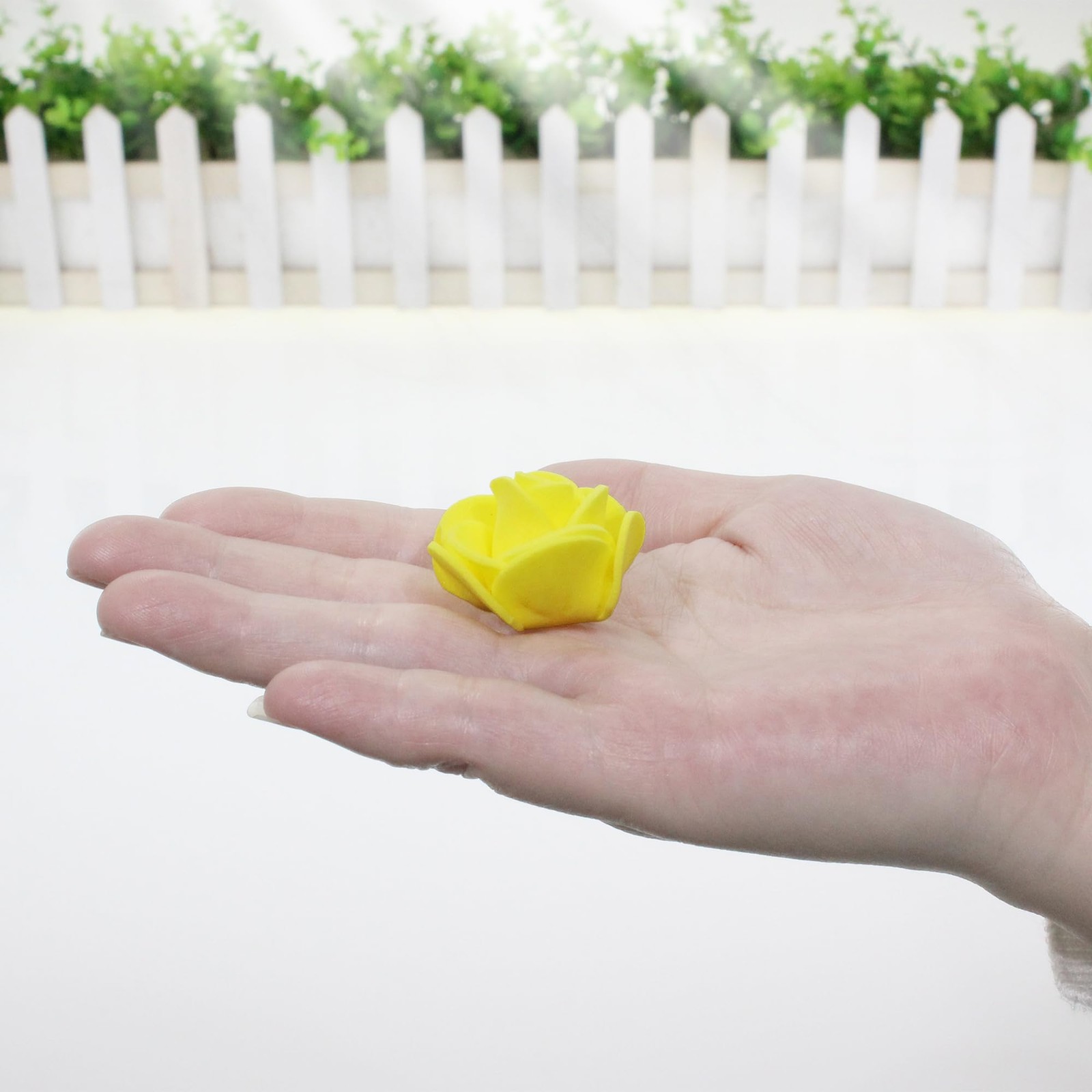 Yellow Mini Artificial Faux Foam Fake Small Rose Head 1.4 Inch 500 PCS