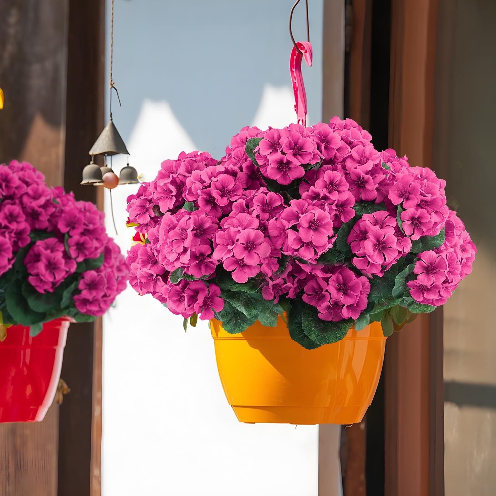 Best Hananona 12 Pcs Artificial Geranium Flowers for Outdoors Silk Outdoor UV