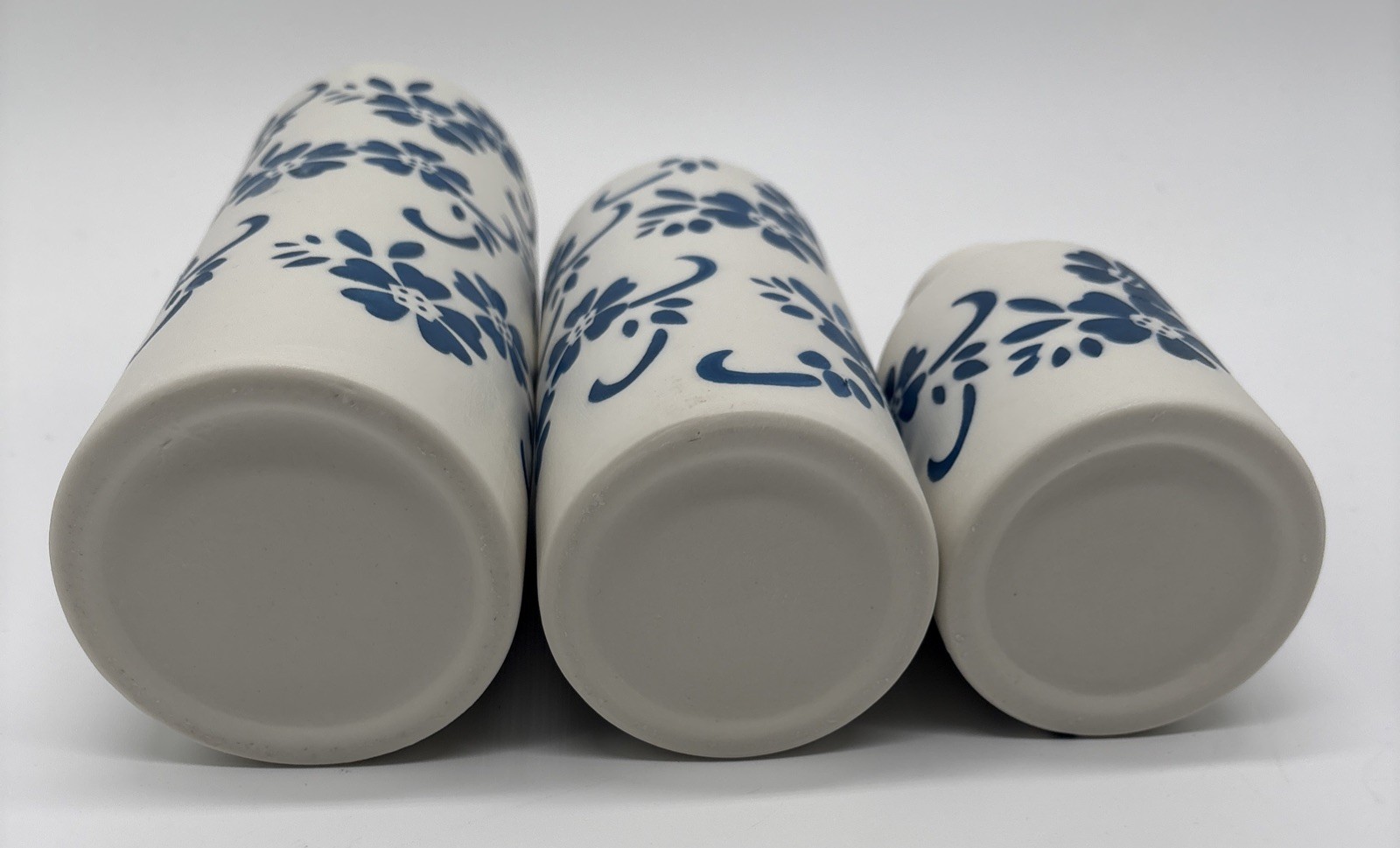 Vase Floral Blue White Ceramic 3pk New 1.5” Mouth 3” Base