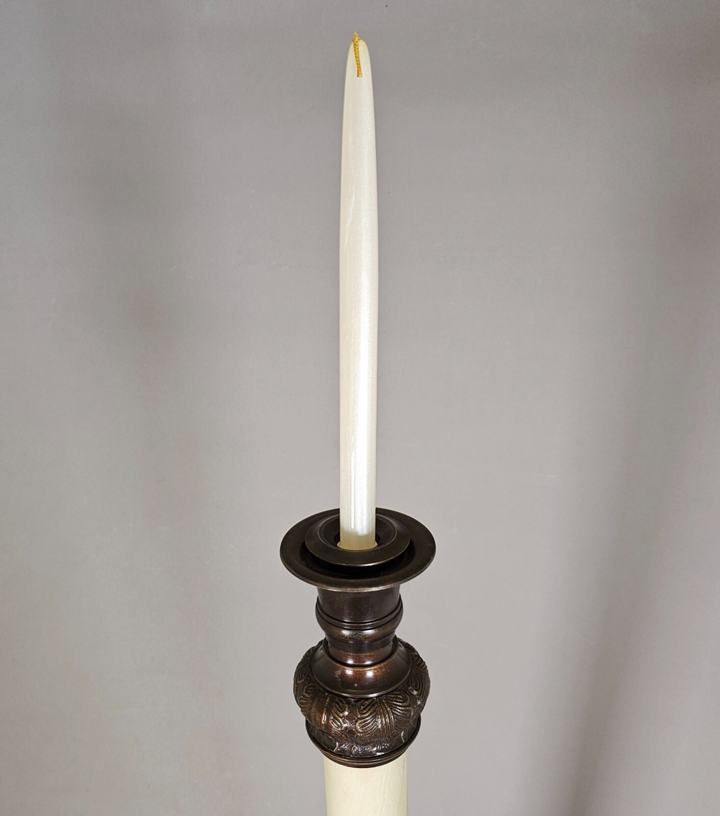 Floral Stand Bronze on Brass Ivory Marble Pole & Base 10.5″D 32″Hi FREE SHIPPING