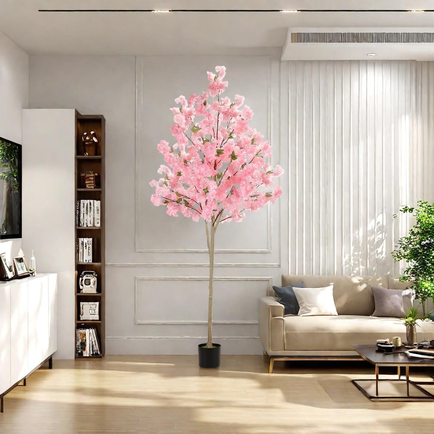 Artificial Cherry Blossom Tree, 6FT Pink Faux Sakura Tree with Pot, Realistic…