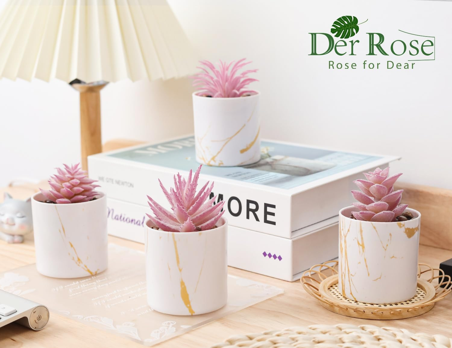 4 Pack Fake Plants for Indoor Home Office Desk Accessories for Women Decor