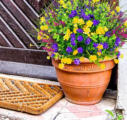 12 Bundles Artificial Flowers Lifelike No Fade UV Resistant Mixcolor-12 Bundles
