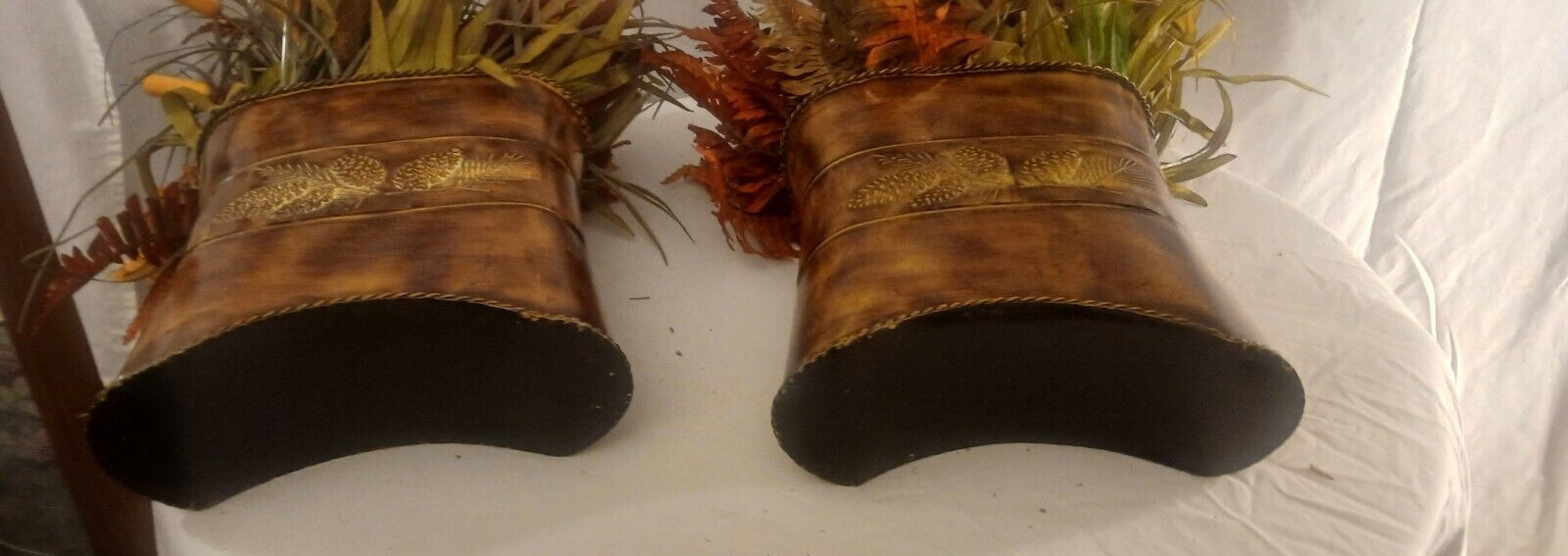 Fall Flower Arrangement Center Piece Vase Autumn Thanksgiving Pinecones Set of 2