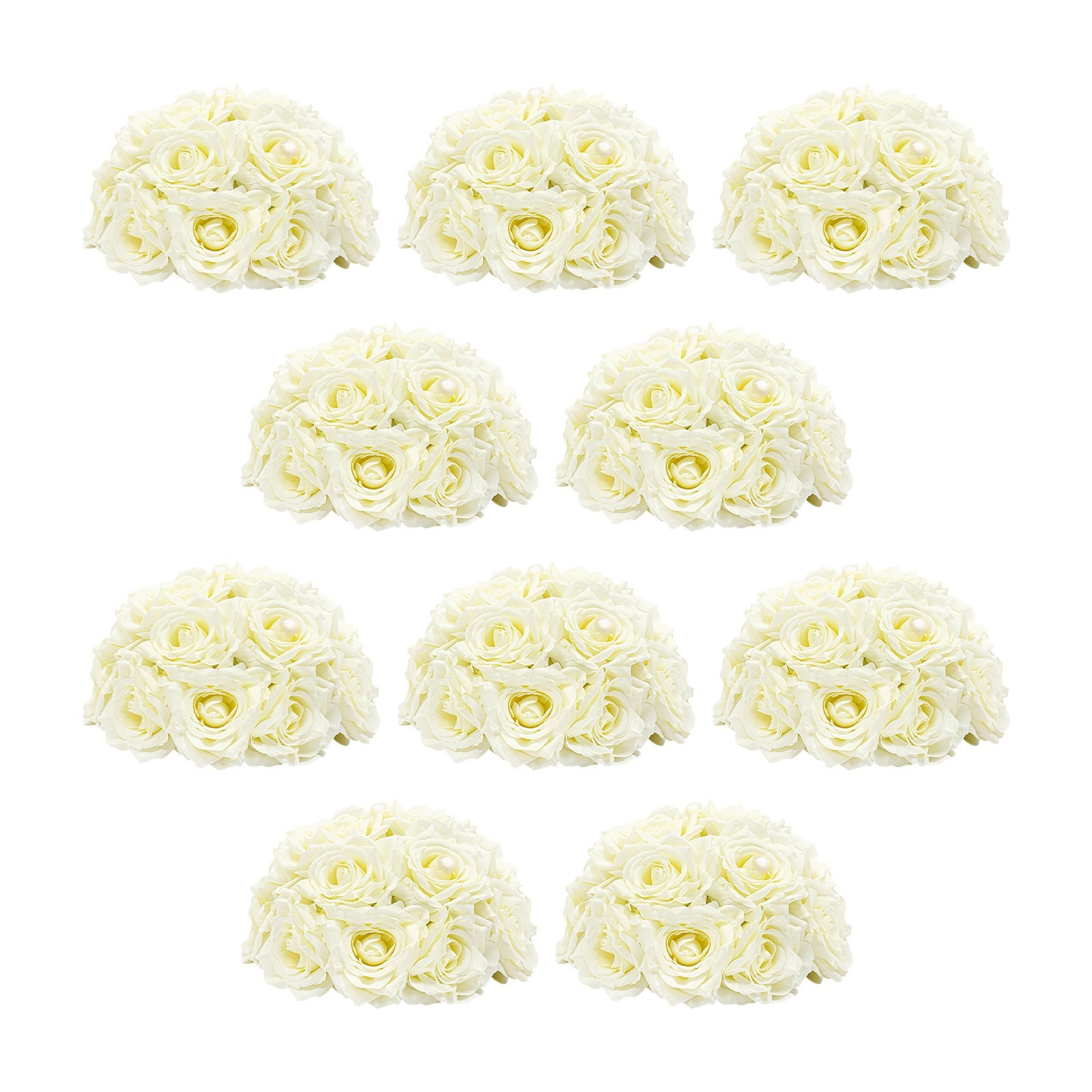 10 Pcs Handmade Bouquet Party Wedding Artificial Flower Balls Deco, Milky White