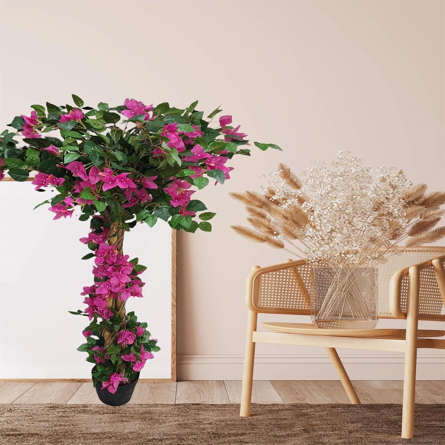 Artificial Flower Tree, 125cm Tall Faux Potted Floral Tree, Fake Indoor Tree