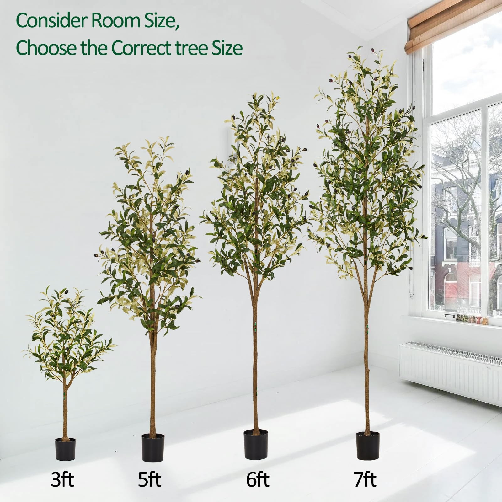 5ft Artificial Olive Trees Indoor, Faux Olive Tree with Natural Wood Realisti…