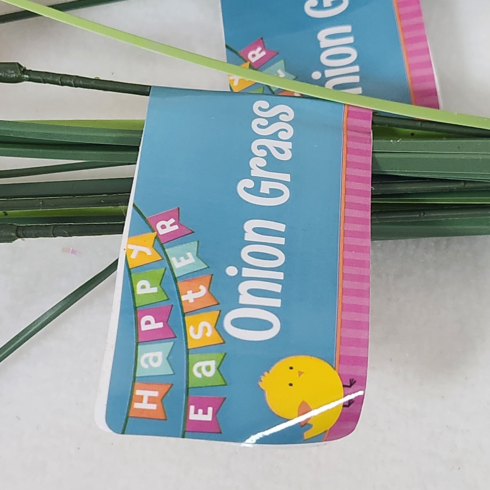 Set of 3 Faux Floral Pick~Onion Grass+Peach Glittery Easter Eggs SPRING DECOR