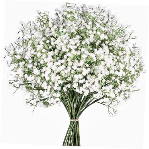 Babys Breath Artificial Flowers,12 Pcs Gypsophila Faux Flowers for 12pcs White