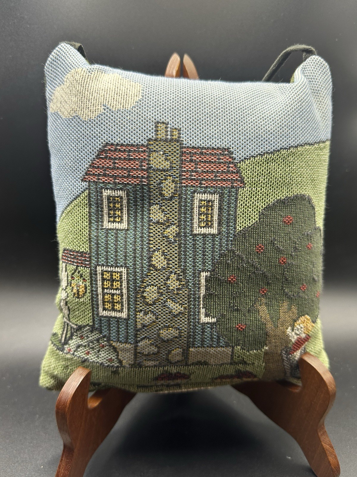 Americana Green Hanging Pillow With Apples