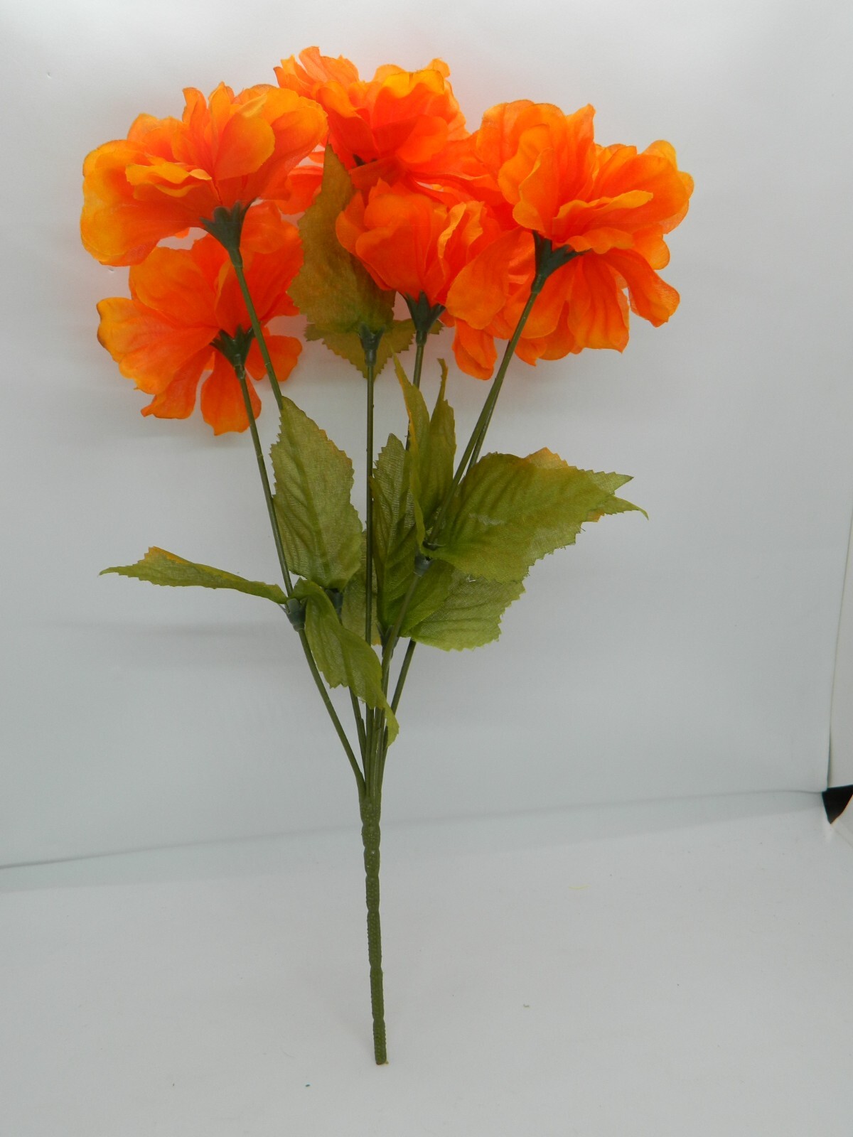 7 Piece Orange & Yellow Faux Flower Bouquet Bunch Mixed Assorted Vintage 13-14″