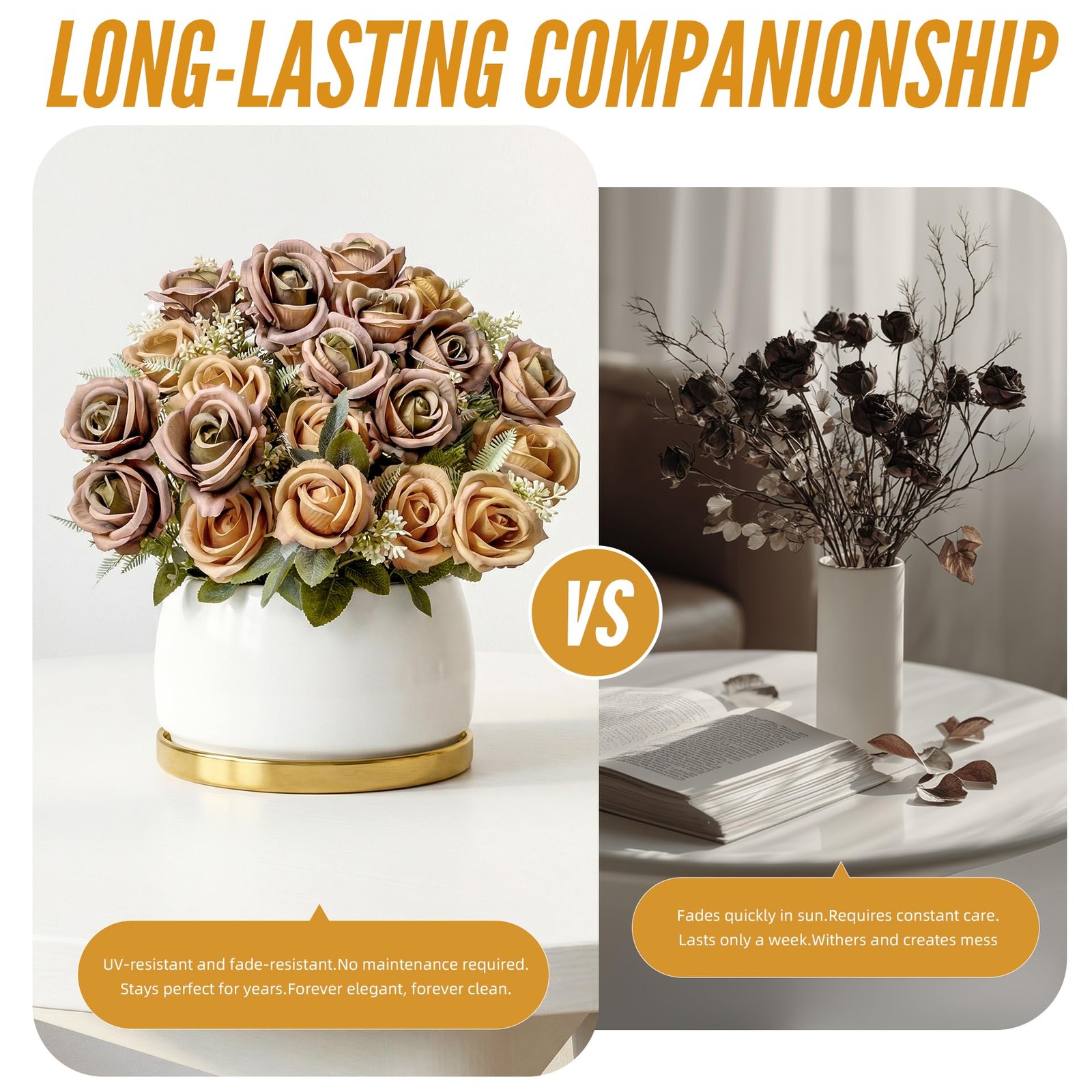 Fake Roses Brown Roses Artificial Roses Silk Roses Artificial Roses with Stem…