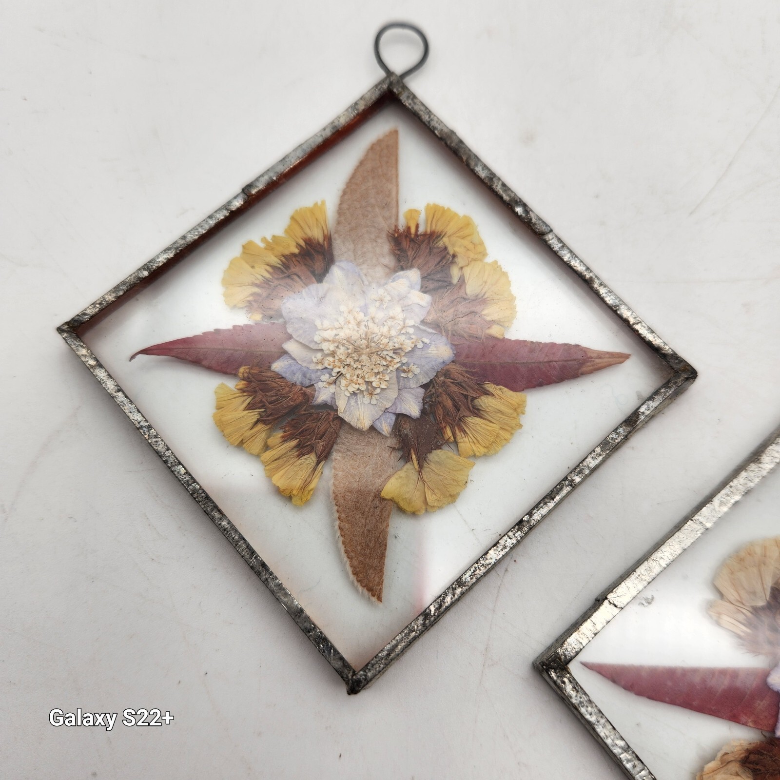 Terrarium Dried Flowers Set Of 3 Glass Silver Copper 1970s Vintage Grannycore