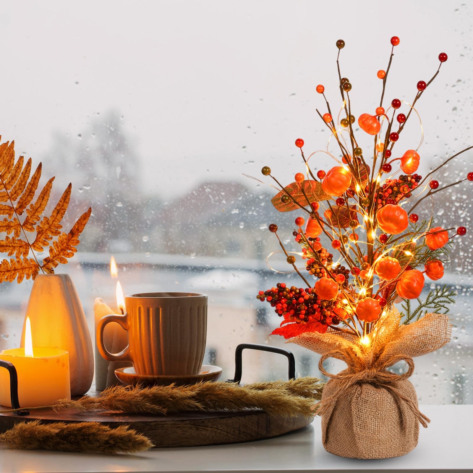 16 Inch Lighted Fall Tree Tabletop Thanksgiving Centerpiece Autumn Decor