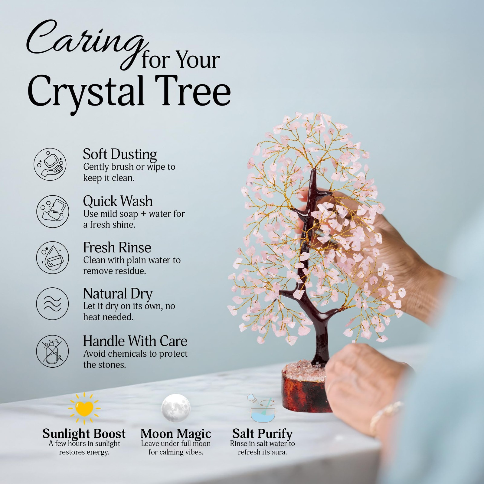 Rose Quartz Crystals Tree of Life – Gift for
