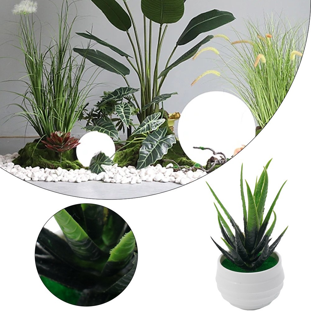 1*14*8cm, 13*11cm Aloe, Plastic Flower Artificial Potted Plant For Home, Office