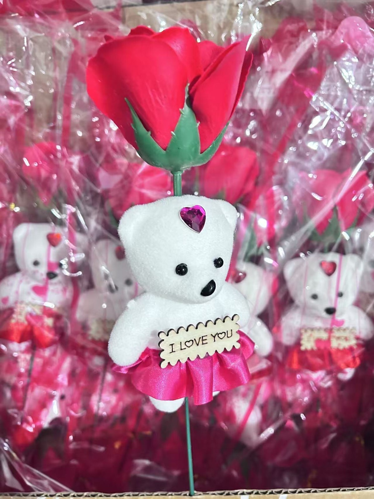 12pks Birthday Gifts Teddy Bear Red Rose flower