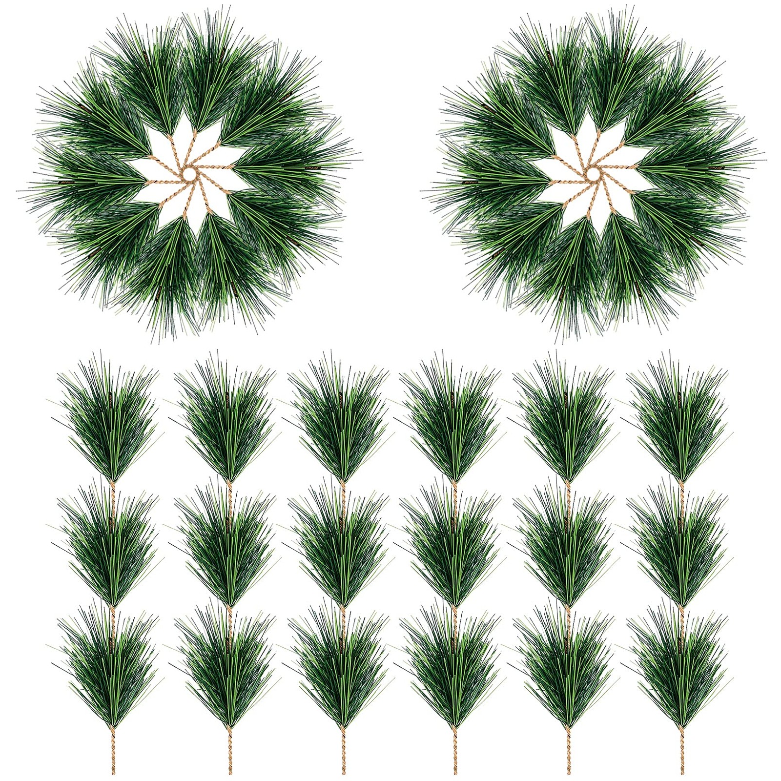 60 PCS Artificial Green Pine Needles Branches- Small Pine Twigs Stems Picks- …