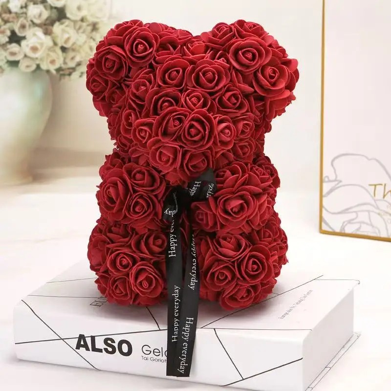 Rose BeRose ar Teddy Artificial Flower Gift Birthday Wedding 25cm