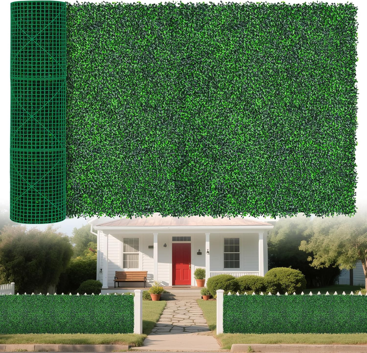 Yangrass Artificial Greenery Wall Rolls,48″X 120″(40 Sq.Ft) Uv-Anti Faux Ivy Lea