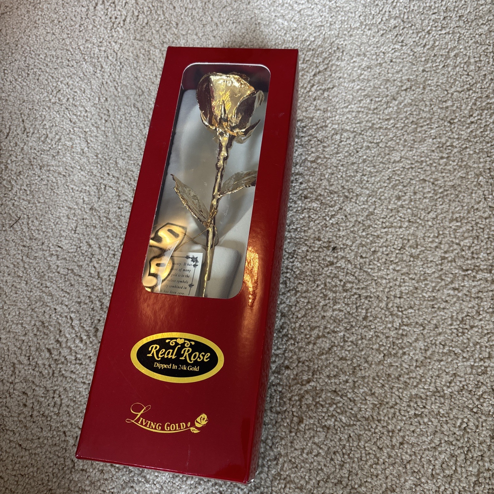 REAL 24K Gold Dipped Rose by Living Gold Co. USA w/ Certificate – Luxury Gift