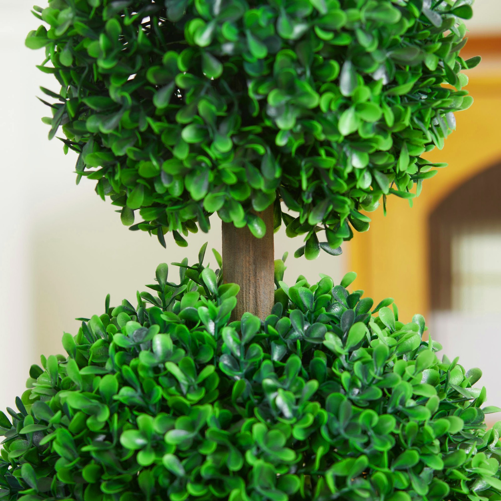 2 Pack 23.6″ Artificial Boxwood Ball Topiary Tree Fake Plants in Pot Green